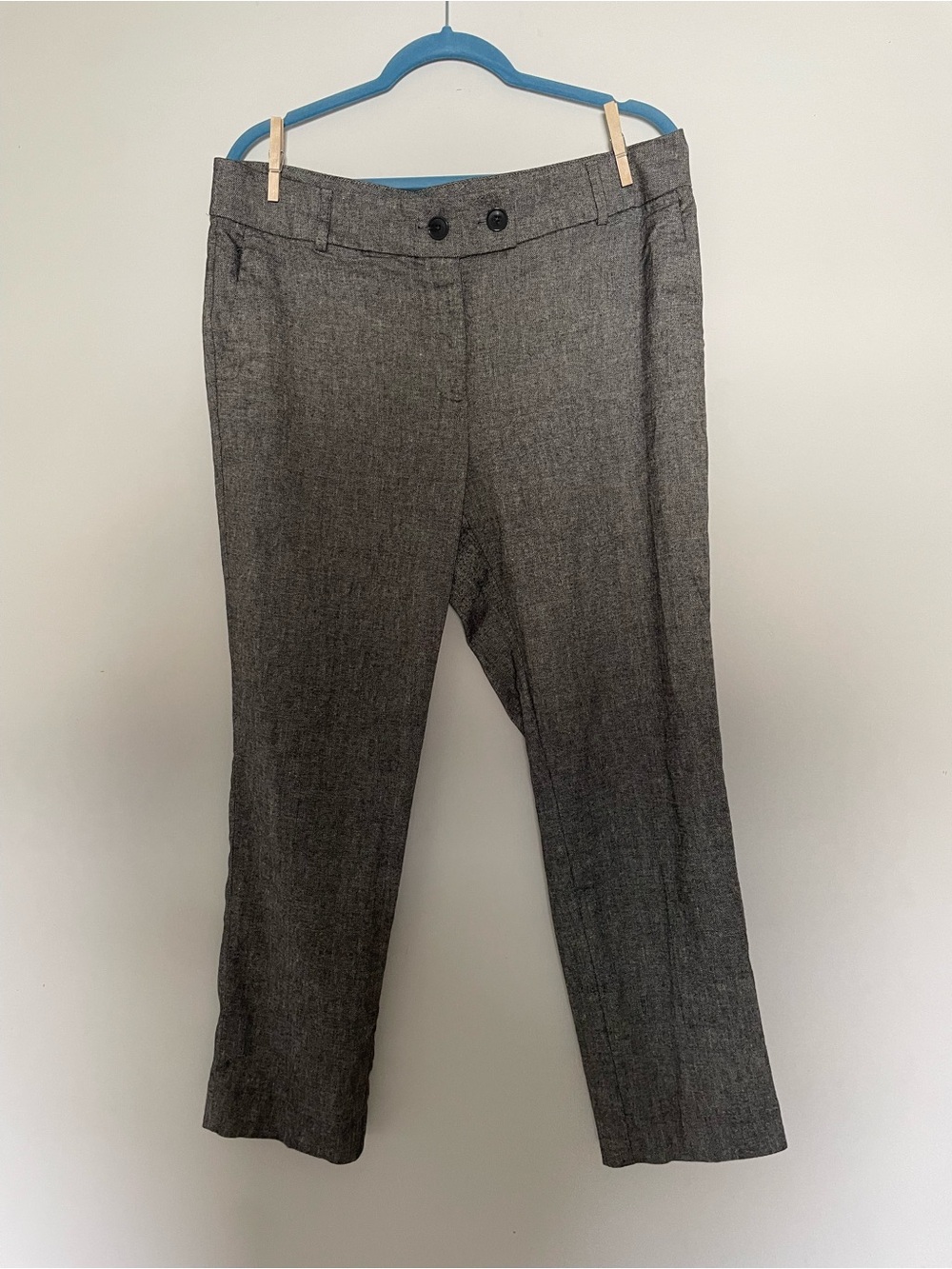 LOFT Grey Linen Blend Slim Leg Trousers Dress Pants 12
